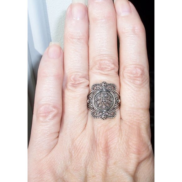 925 STERLING SILVER Rope Beaded Ornate Ring - Picture 2 of 16